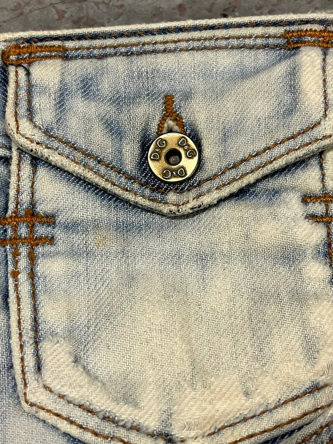 AW2006 Dolce & Gabbana Bleached Effect White & Blue Denim Jeans PcrjJxW 9