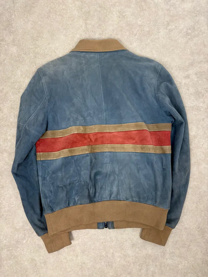 SS2007 Dolce & Gabbana Blue & Beige Suede Leather Jacket HfSKMmm 6