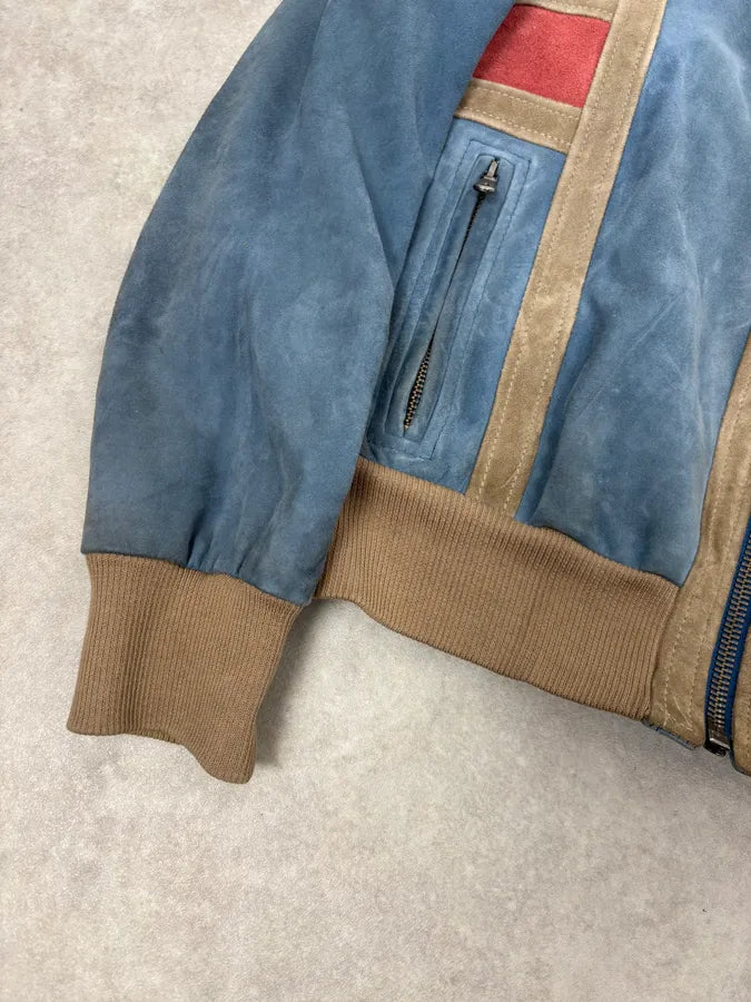 SS2007 Dolce & Gabbana Blue & Beige Suede Leather Jacket HfSKMmm 9