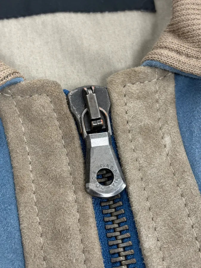 SS2007 Dolce & Gabbana Blue & Beige Suede Leather Jacket HfSKMmm 8