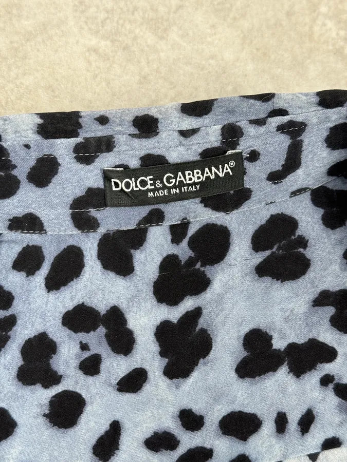 2000s Dolce & Gabbana Blue & Black Leopard Silk Shirt IOOSlta 8