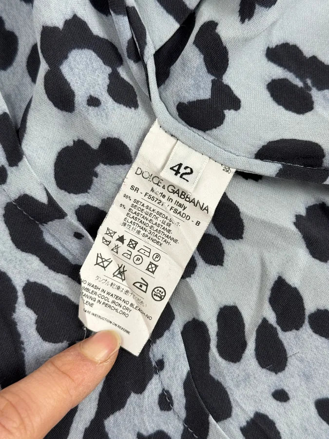 2000s Dolce & Gabbana Blue & Black Leopard Silk Shirt IOOSlta 9
