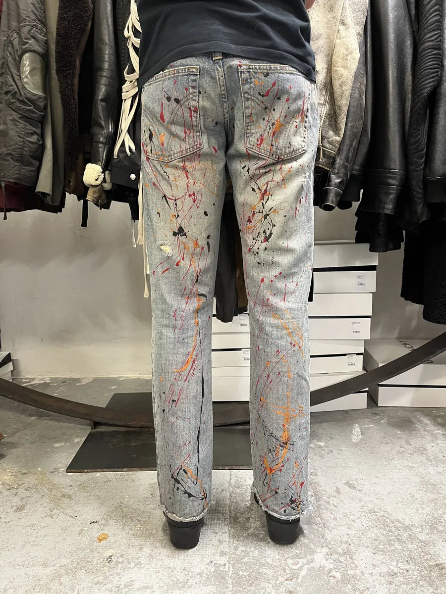 2000s Dolce & Gabbana Blue Abstract Painted Denim Jeans mfYBfbL 2