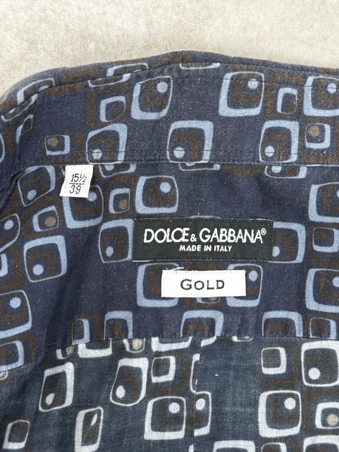 2000s Dolce & Gabbana Blue Aqua Pattern Shirt RElCoDh 9