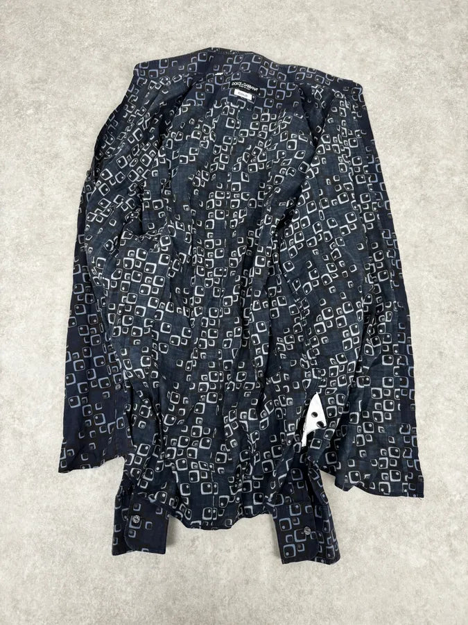 2000s Dolce & Gabbana Blue Aqua Pattern Shirt RElCoDh 6