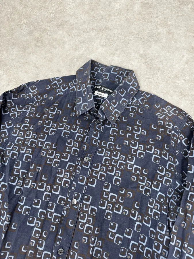 2000s Dolce & Gabbana Blue Aqua Pattern Shirt RElCoDh 4