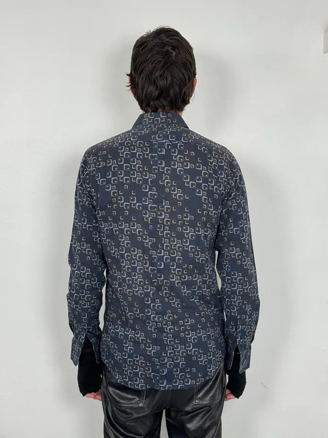 2000s Dolce & Gabbana Blue Aqua Pattern Shirt RElCoDh 2