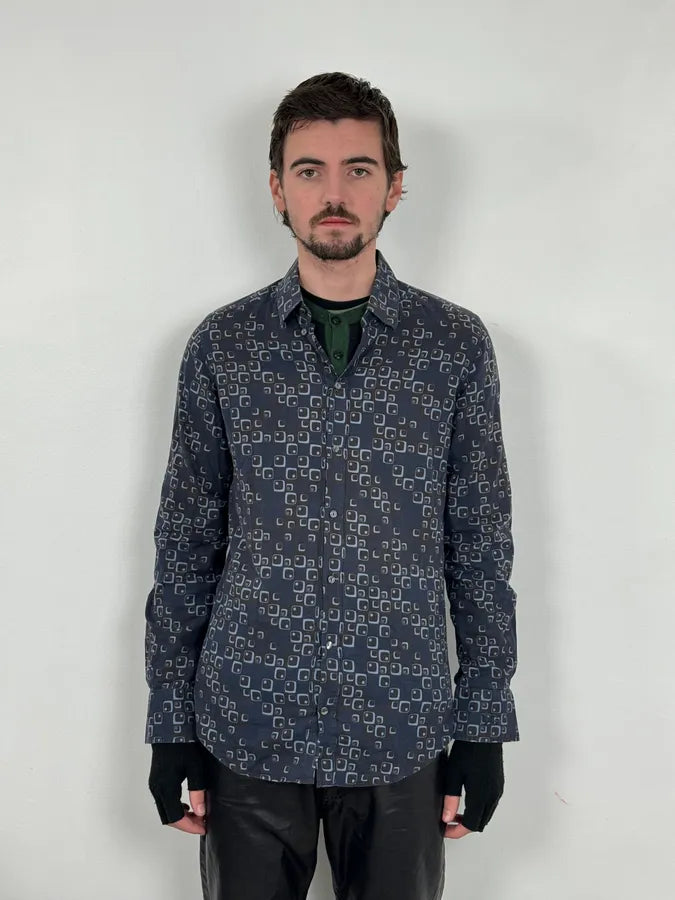 2000s Dolce & Gabbana Blue Aqua Pattern Shirt RElCoDh 1