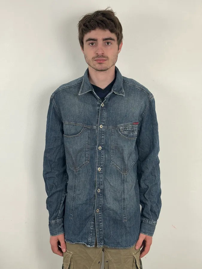 AW2003 Dolce & Gabbana Blue Cargo Denim Shirt xliIbzm 1