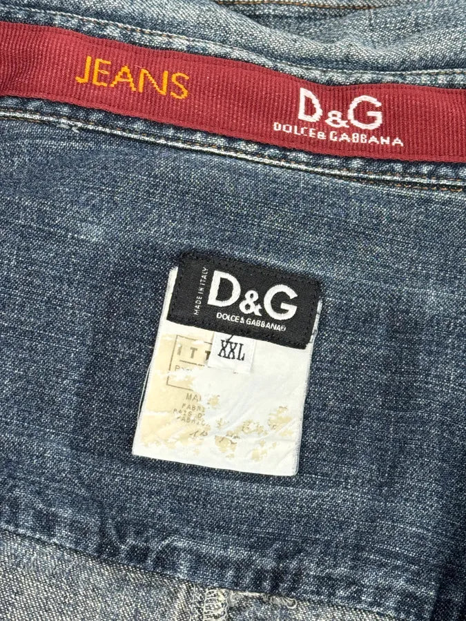 AW2003 Dolce & Gabbana Blue Cargo Denim Shirt xliIbzm 10