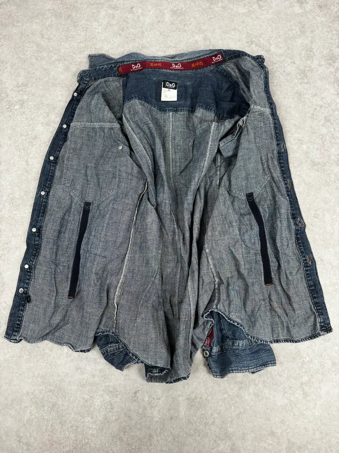 AW2003 Dolce & Gabbana Blue Cargo Denim Shirt xliIbzm 6