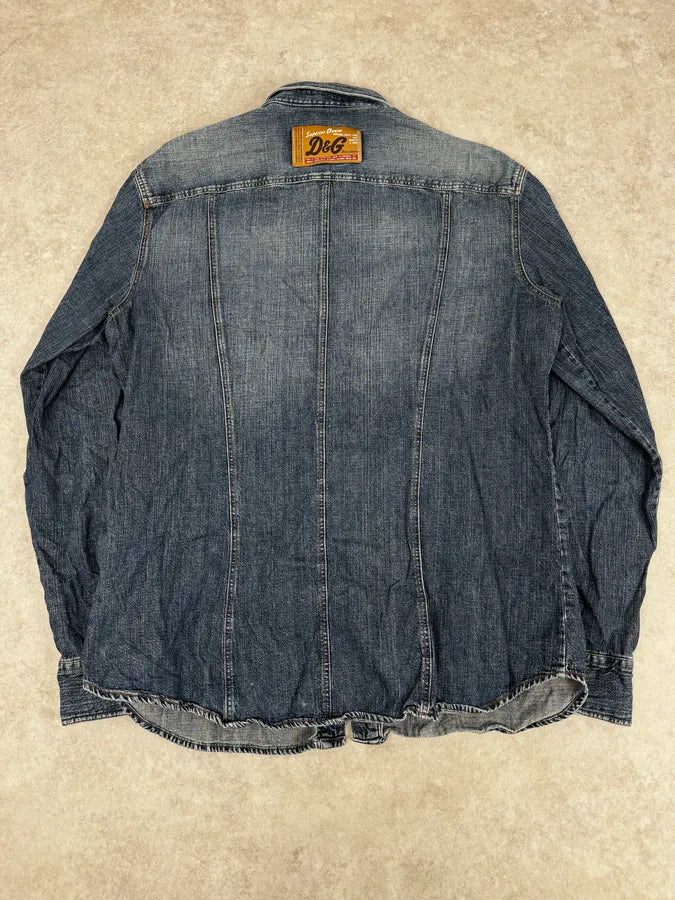 AW2003 Dolce & Gabbana Blue Cargo Denim Shirt xliIbzm 3