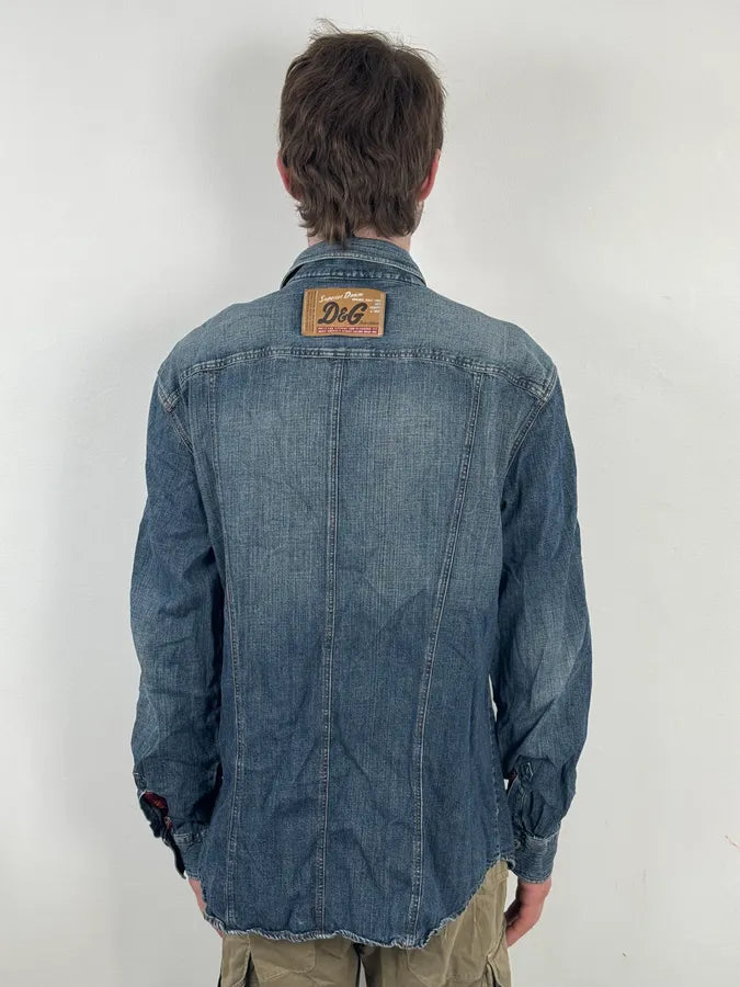 AW2003 Dolce & Gabbana Blue Cargo Denim Shirt xliIbzm 2