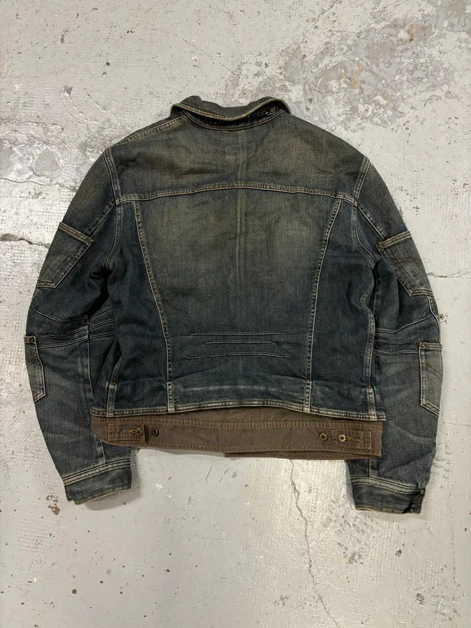 AW2003 Dolce & Gabbana Blue Layered Faded Denim Cargo Jacket zoaVfBq 5