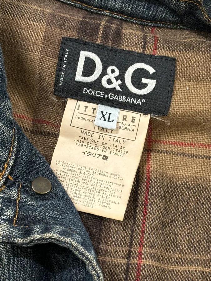 AW2003 Dolce & Gabbana Blue Layered Faded Denim Cargo Jacket zoaVfBq 12
