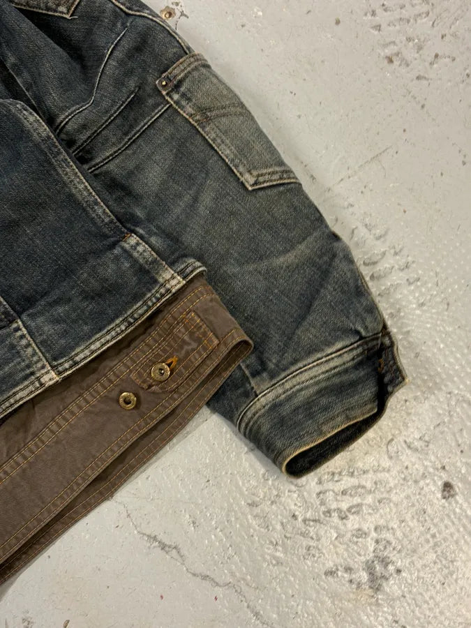 AW2003 Dolce & Gabbana Blue Layered Faded Denim Cargo Jacket zoaVfBq 9