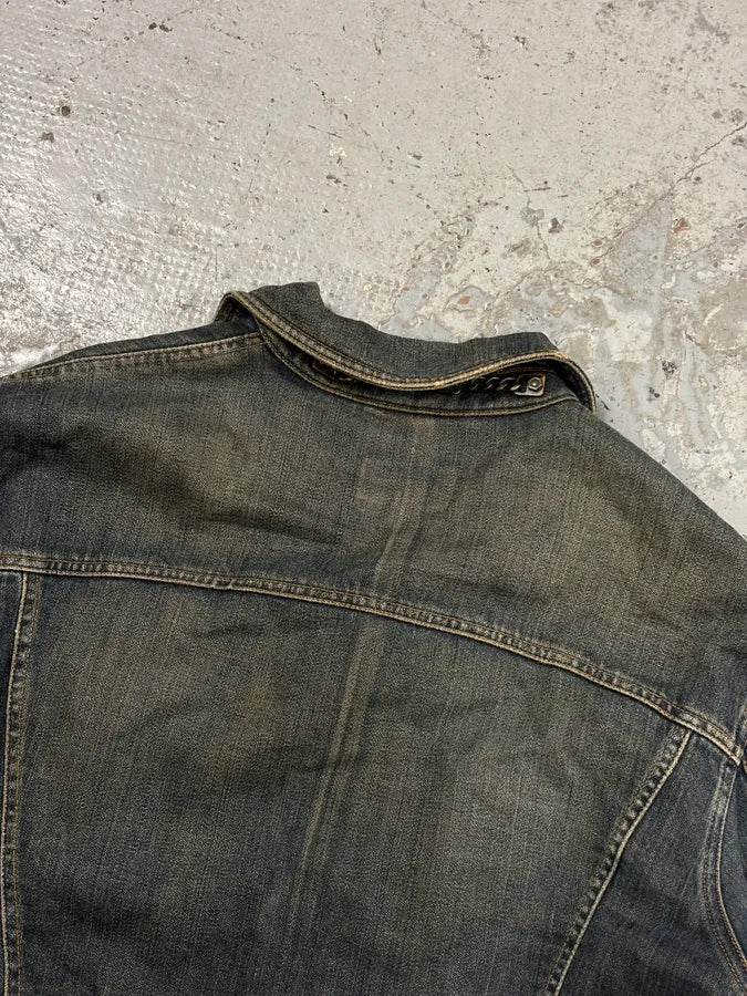 AW2003 Dolce & Gabbana Blue Layered Faded Denim Cargo Jacket zoaVfBq 6