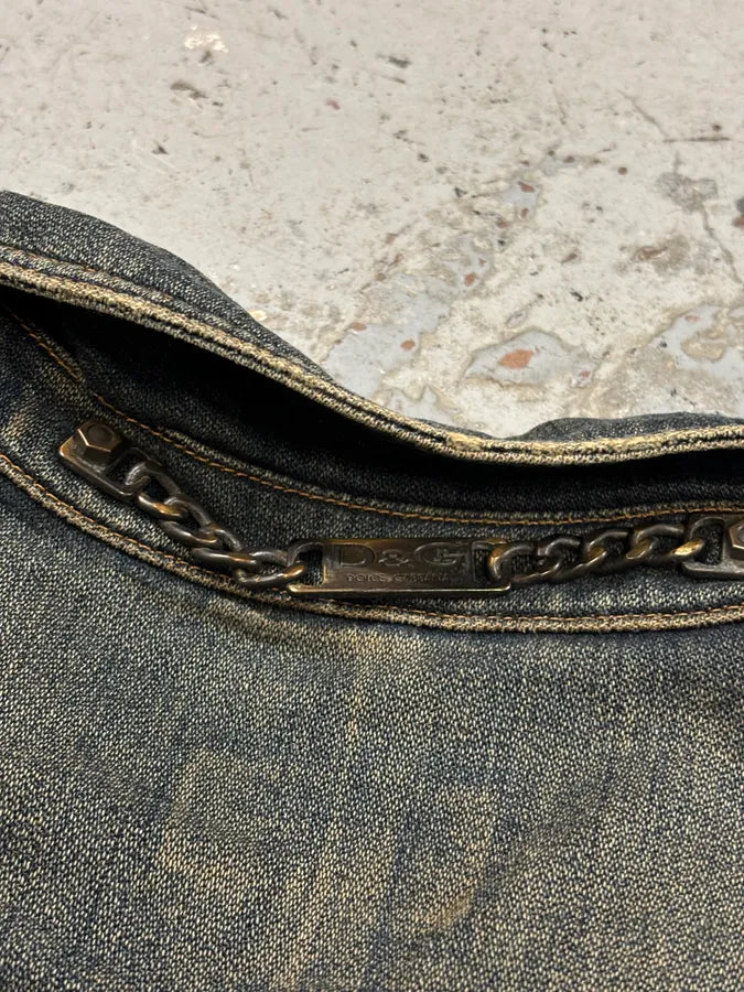 AW2003 Dolce & Gabbana Blue Layered Faded Denim Cargo Jacket zoaVfBq 11