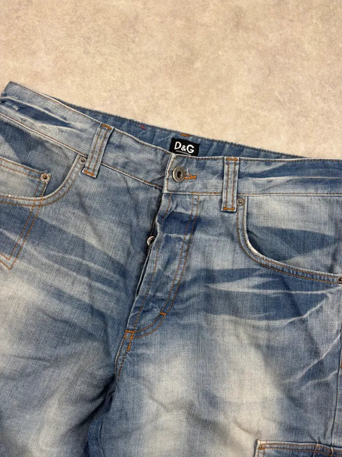 SS2006 Dolce & Gabbana Blue Denim Cargo Shorts rOmdWsw 5