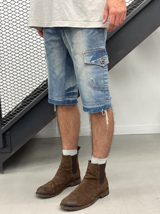 SS2006 Dolce & Gabbana Blue Denim Cargo Shorts rOmdWsw 3