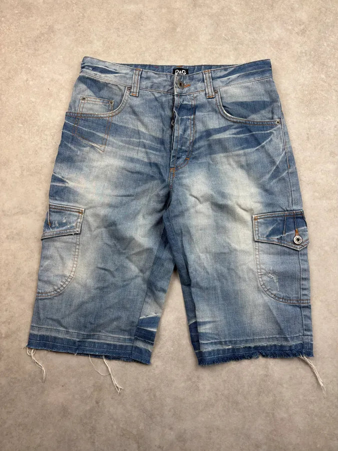 SS2006 Dolce & Gabbana Blue Denim Cargo Shorts rOmdWsw 1