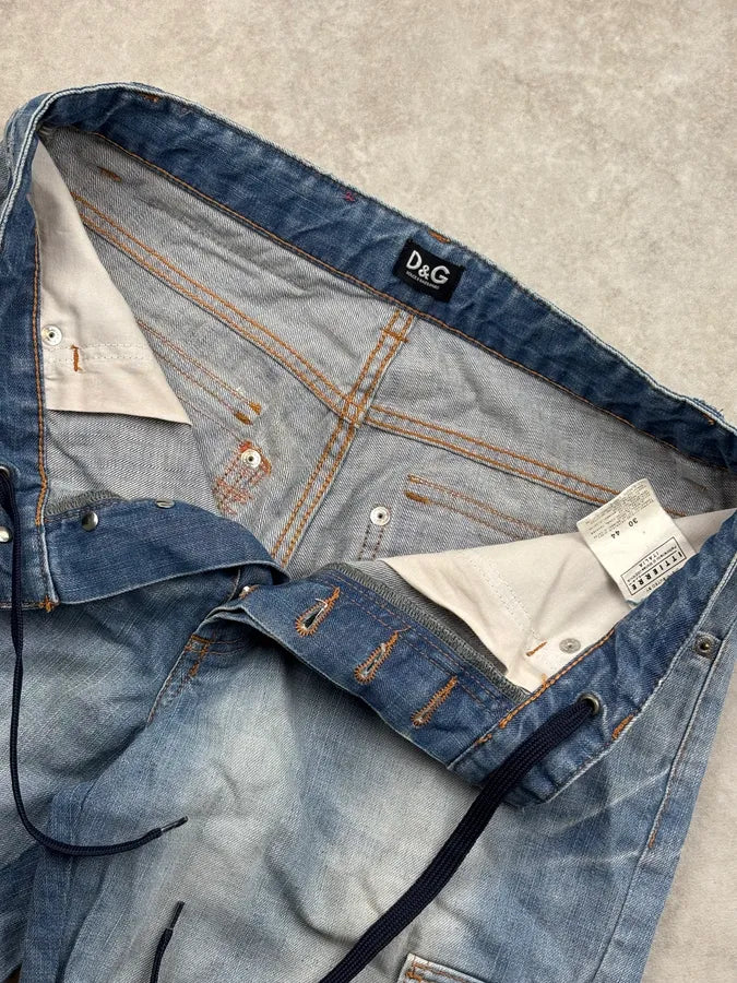 SS2006 Dolce & Gabbana Blue Denim Cargo Shorts rOmdWsw 8
