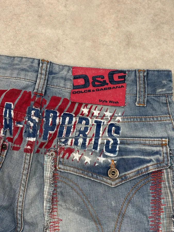 SS2006 Dolce & Gabbana Blue Denim Cargo Shorts rOmdWsw 7