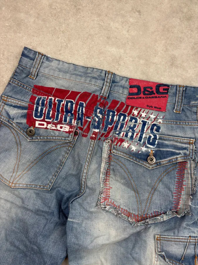 SS2006 Dolce & Gabbana Blue Denim Cargo Shorts rOmdWsw 6