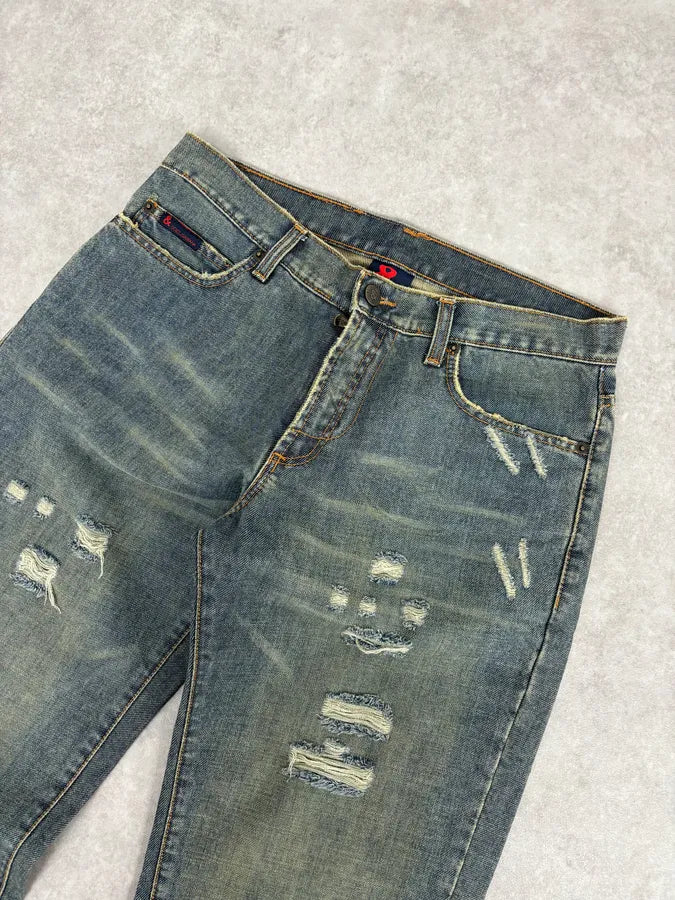 2000s Dolce & Gabbana Faded Blue Denim Distressed Jeans BFeyHhh 4