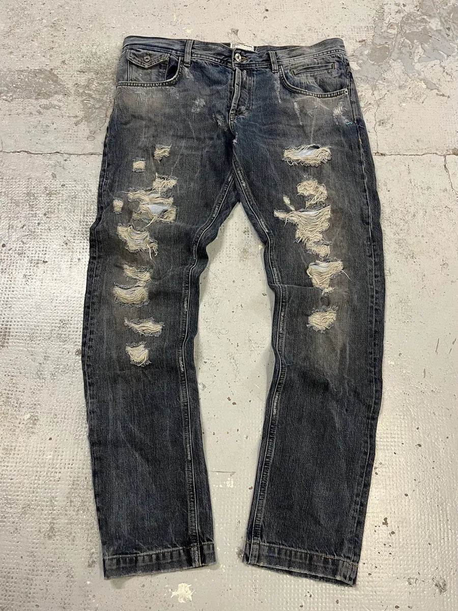 2000s Dolce & Gabbana Blue Denim Distressed Jeans CZCOOZV 0