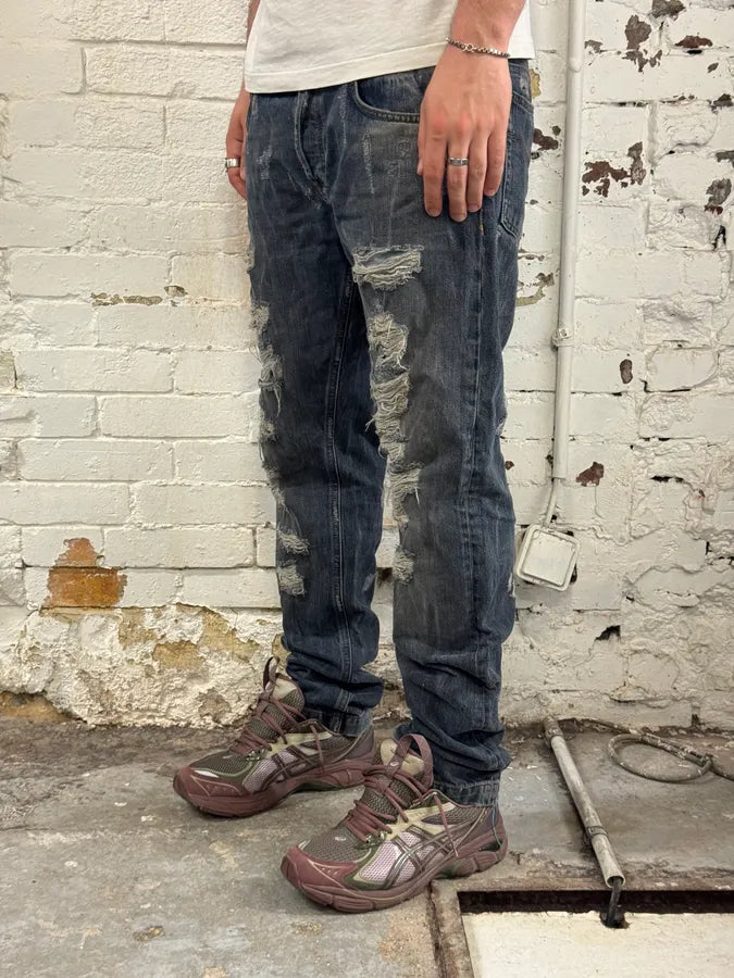 2000s Dolce & Gabbana Blue Denim Distressed Jeans CZCOOZV 1