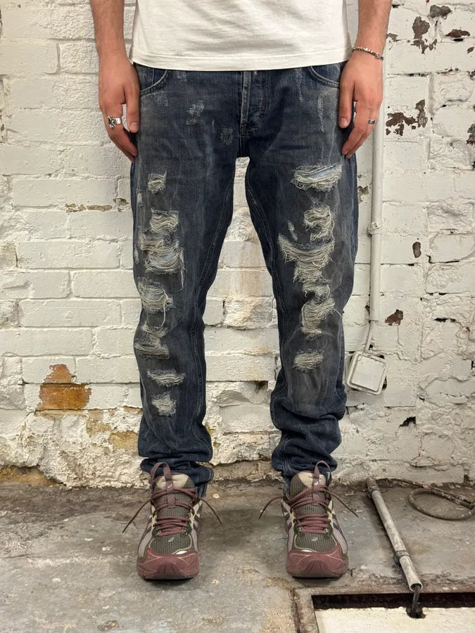 2000s Dolce & Gabbana Blue Denim Distressed Jeans CZCOOZV 2