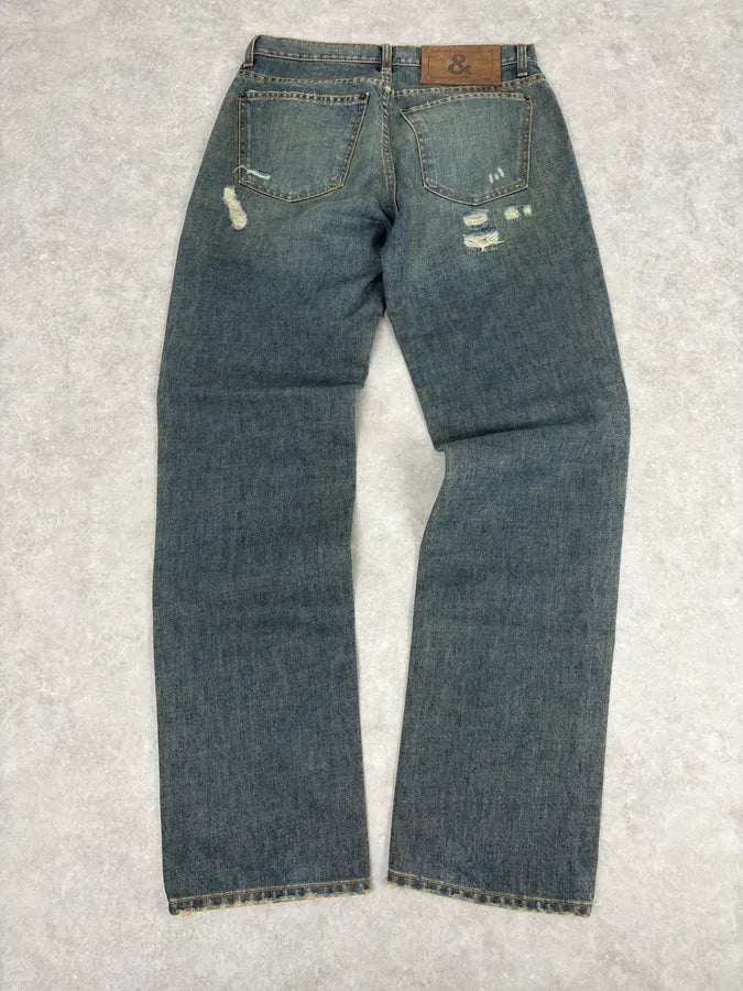 2000s Dolce & Gabbana Faded Blue Denim Distressed Jeans BFeyHhh 5