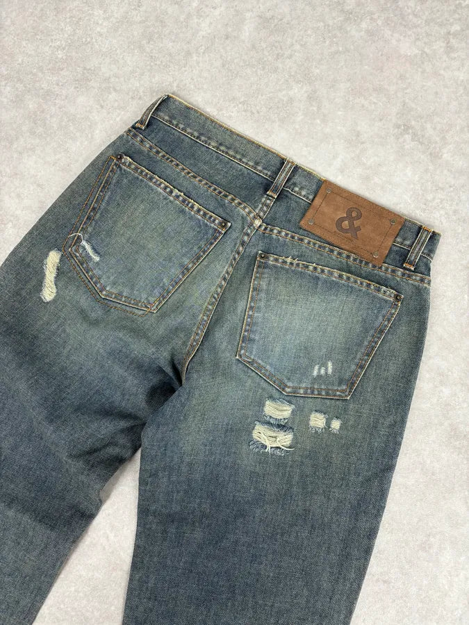 2000s Dolce & Gabbana Faded Blue Denim Distressed Jeans BFeyHhh 6