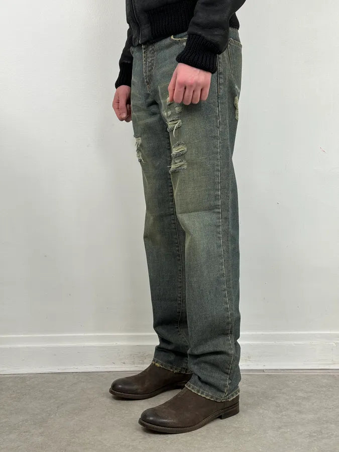 2000s Dolce & Gabbana Faded Blue Denim Distressed Jeans BFeyHhh 2