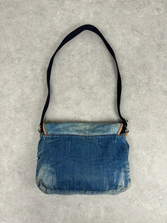 2000s Dolce & Gabbana Blue Denim Extreme Shoulder Bag quxLqBw 4