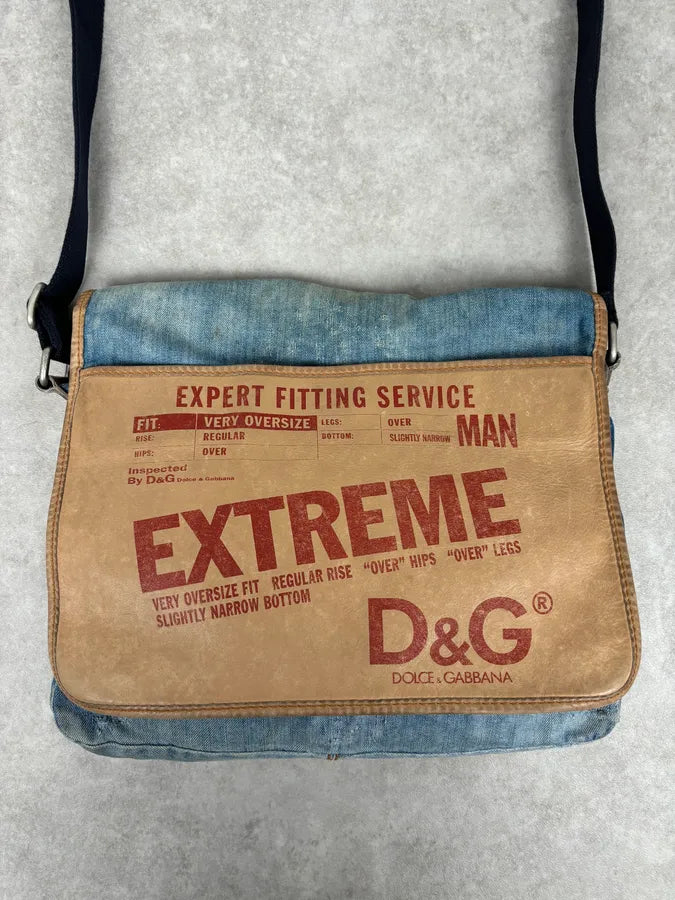 2000s Dolce & Gabbana Blue Denim Extreme Shoulder Bag quxLqBw 3
