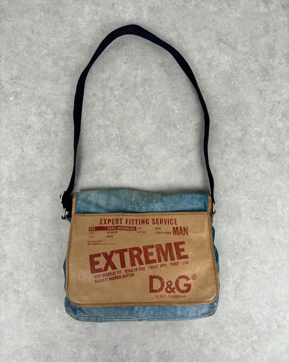 2000s Dolce & Gabbana Blue Denim Extreme Shoulder Bag quxLqBw 0