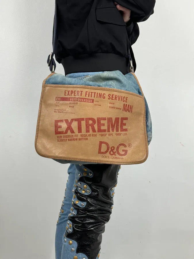 2000s Dolce & Gabbana Blue Denim Extreme Shoulder Bag quxLqBw 1