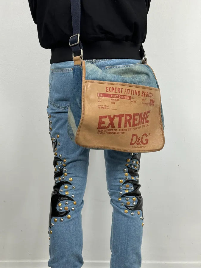2000s Dolce & Gabbana Blue Denim Extreme Shoulder Bag quxLqBw 2