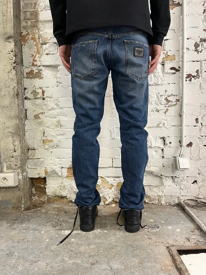 2000s Dolce & Gabbana Blue Denim Faded Jeans oUVZJmT 3