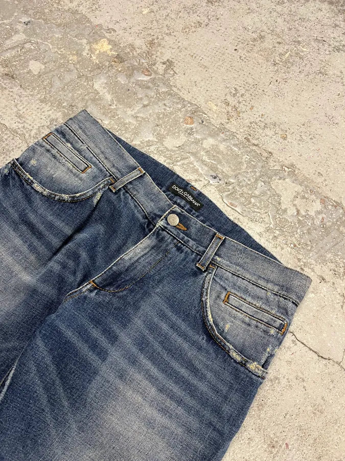 2000s Dolce & Gabbana Blue Denim Faded Jeans oUVZJmT 5