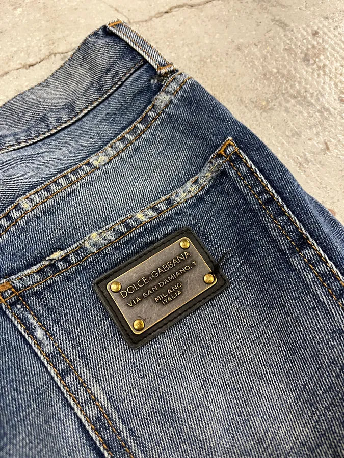 2000s Dolce & Gabbana Blue Denim Faded Jeans oUVZJmT 9