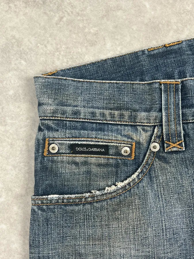 AW2005 Dolce & Gabbana Blue Faded Denim Jeans iPNZIUO 9
