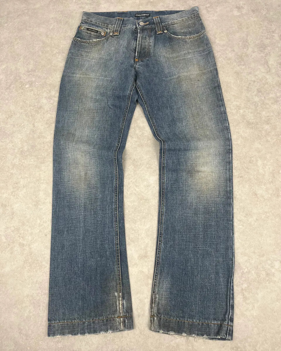 AW2005 Dolce & Gabbana Blue Faded Denim Jeans iPNZIUO 3