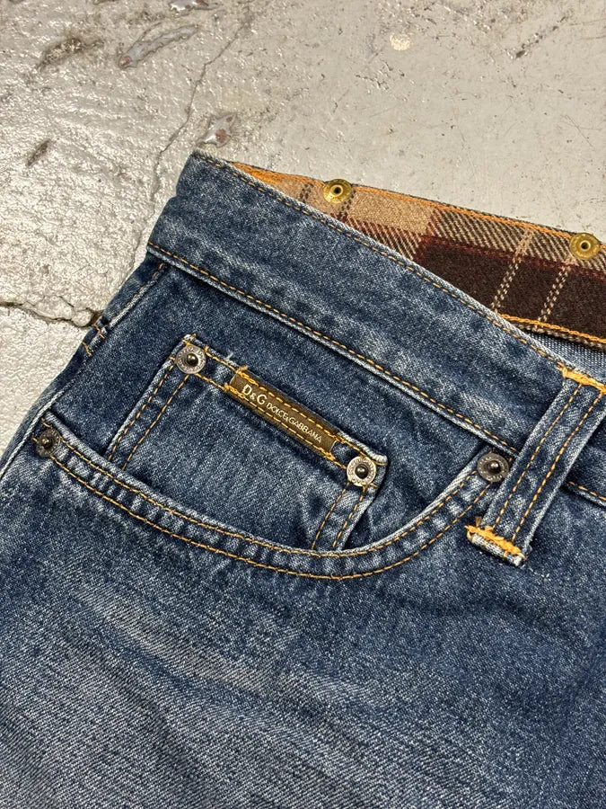 AW2003 Dolce & Gabbana Blue Denim Logo Patch Jeans tXyoCNH 8