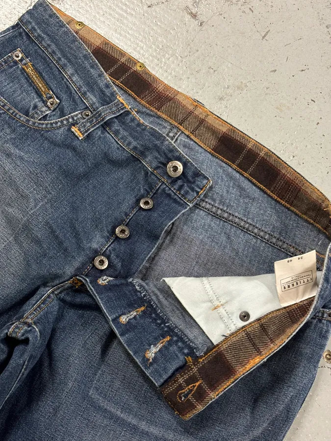 AW2003 Dolce & Gabbana Blue Denim Logo Patch Jeans tXyoCNH 9