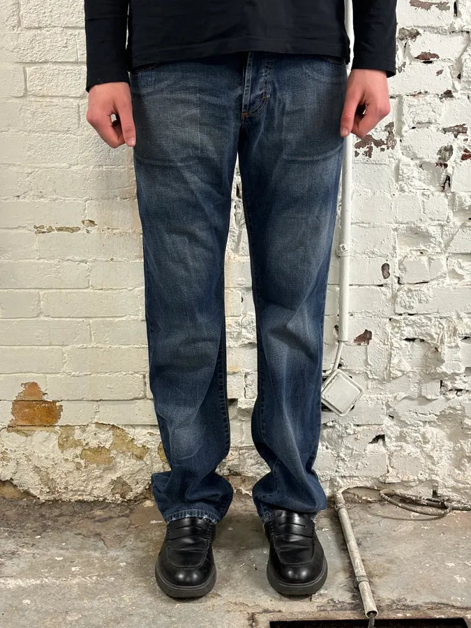 AW2003 Dolce & Gabbana Blue Denim Logo Patch Jeans tXyoCNH 1