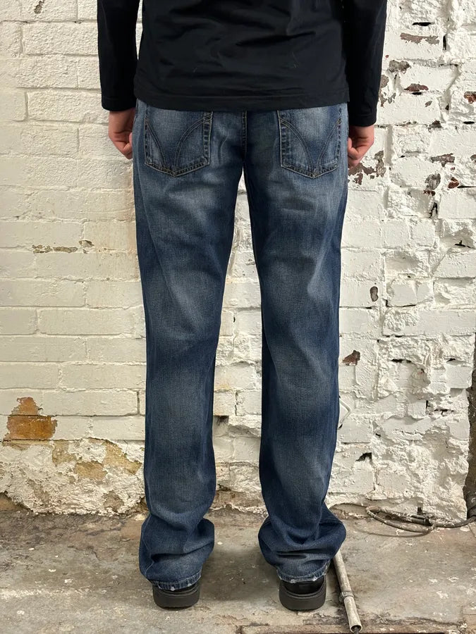 AW2003 Dolce & Gabbana Blue Denim Logo Patch Jeans tXyoCNH 3