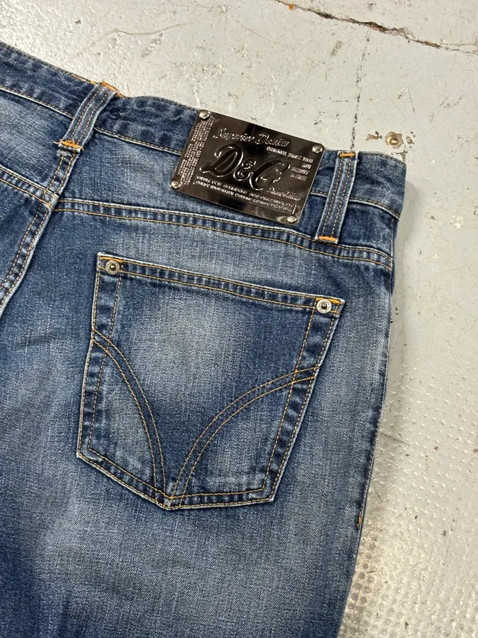 AW2003 Dolce & Gabbana Blue Denim Logo Patch Jeans tXyoCNH 7